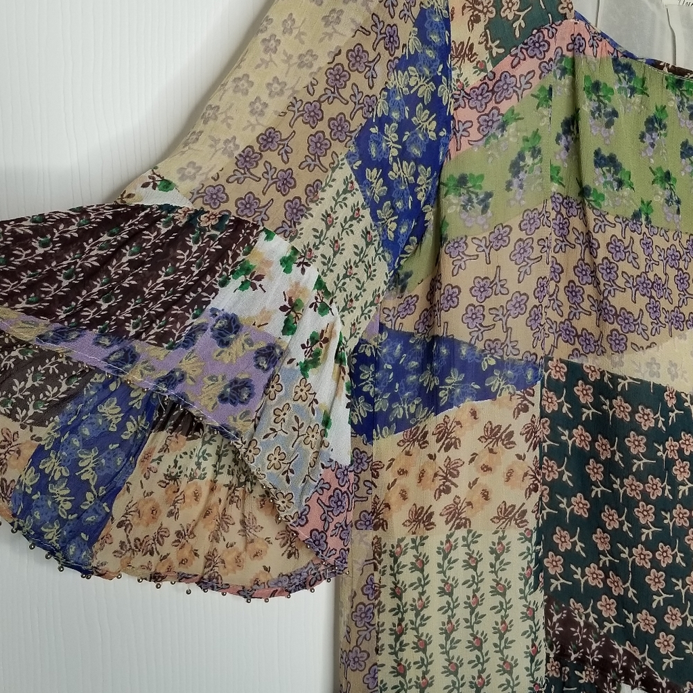 Anthropologie Floreat Chiffon Patchwork Blouse L - Picture 4 of 7